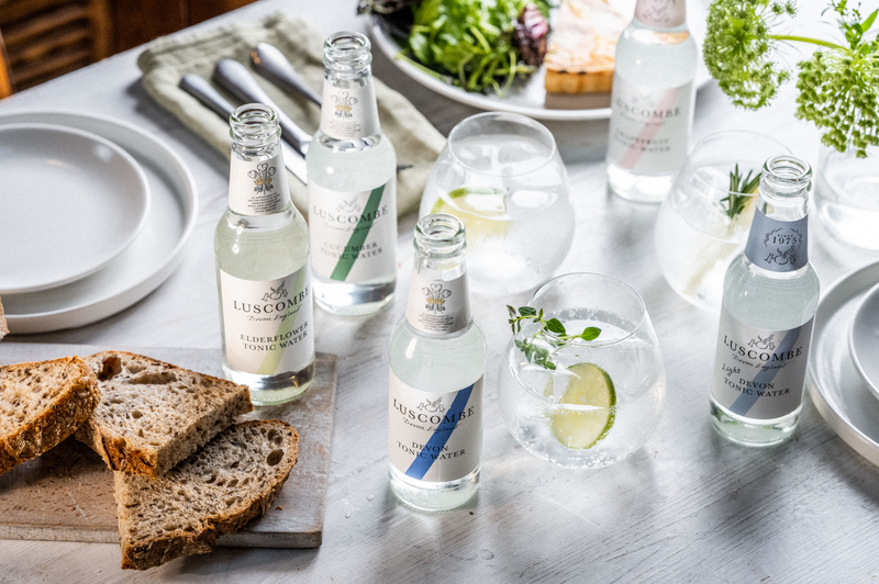 Our new reduced sugar tonic waters and our Light Devon in a restaurant setting.