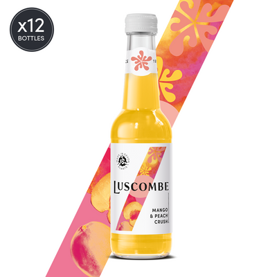 Luscombe Mango and Peach Crush 270ml organic sparkling drink with Alphonso mango and peach puree